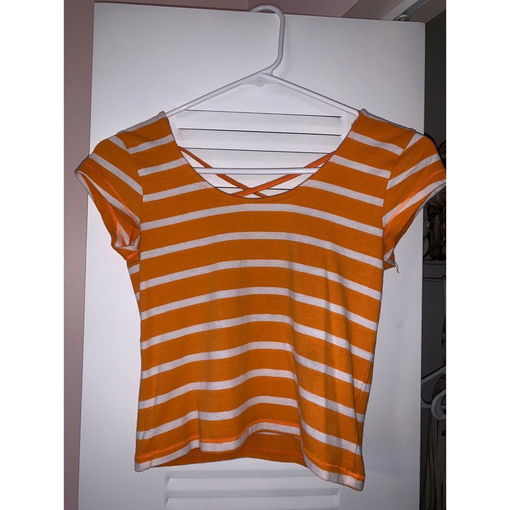 Orange stripped crop top
